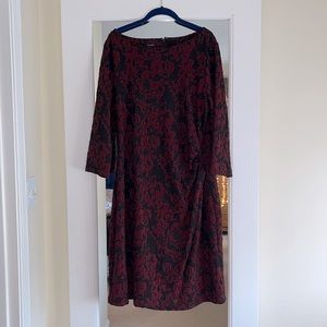 Brand New Talbots Black and Red Brocade Holiday Dress, XL